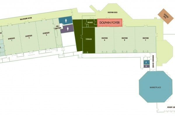 A floor plan showing areas labeled 